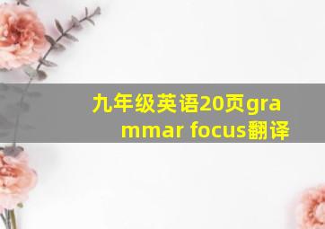 九年级英语20页grammar focus翻译